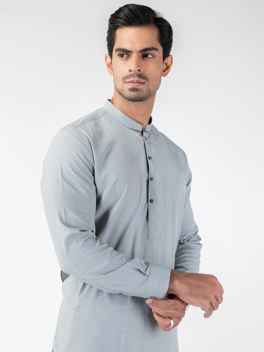 Light Grey Blended Kameez Shalwar - AL-KS-3164