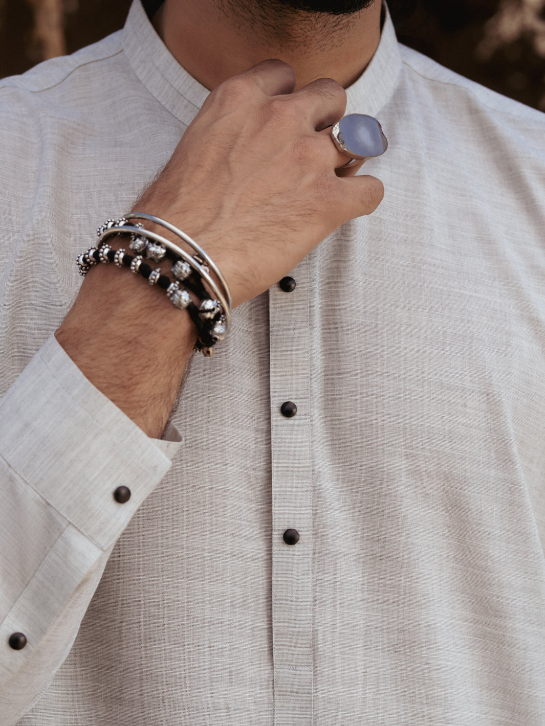 Ash Grey Blended Kameez Shalwar - AL-KS-3168