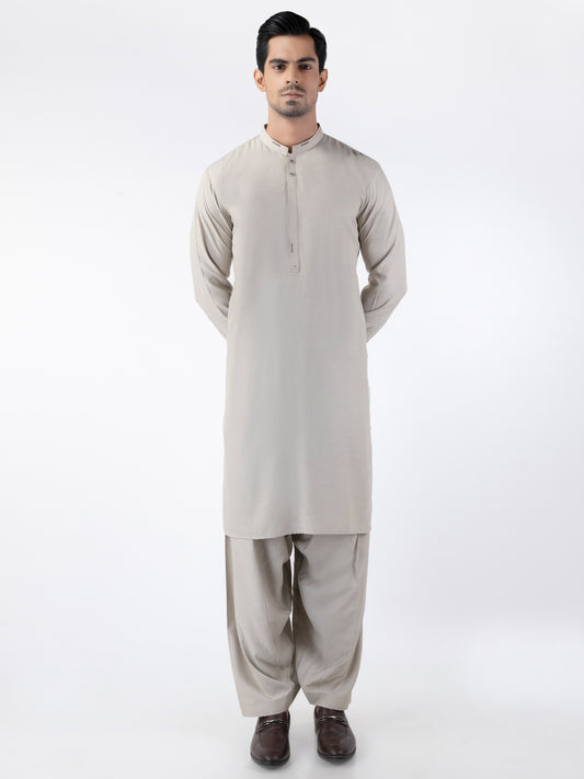 Fawn Blended Kameez Shalwar - AL-KS-3191