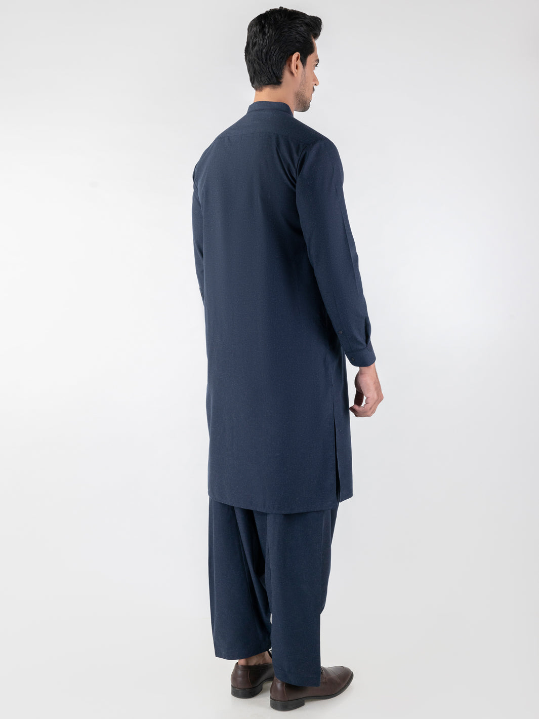 Navy Blue Blended Kameez Shalwar - AL-KS-3194