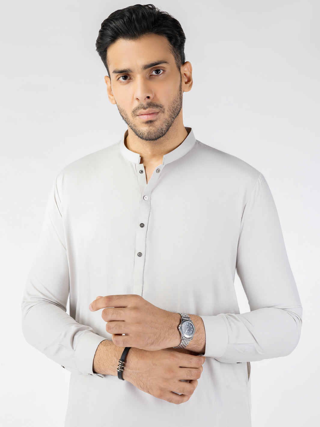 Light Grey Blended Kameez Shalwar - AL-KS-3200