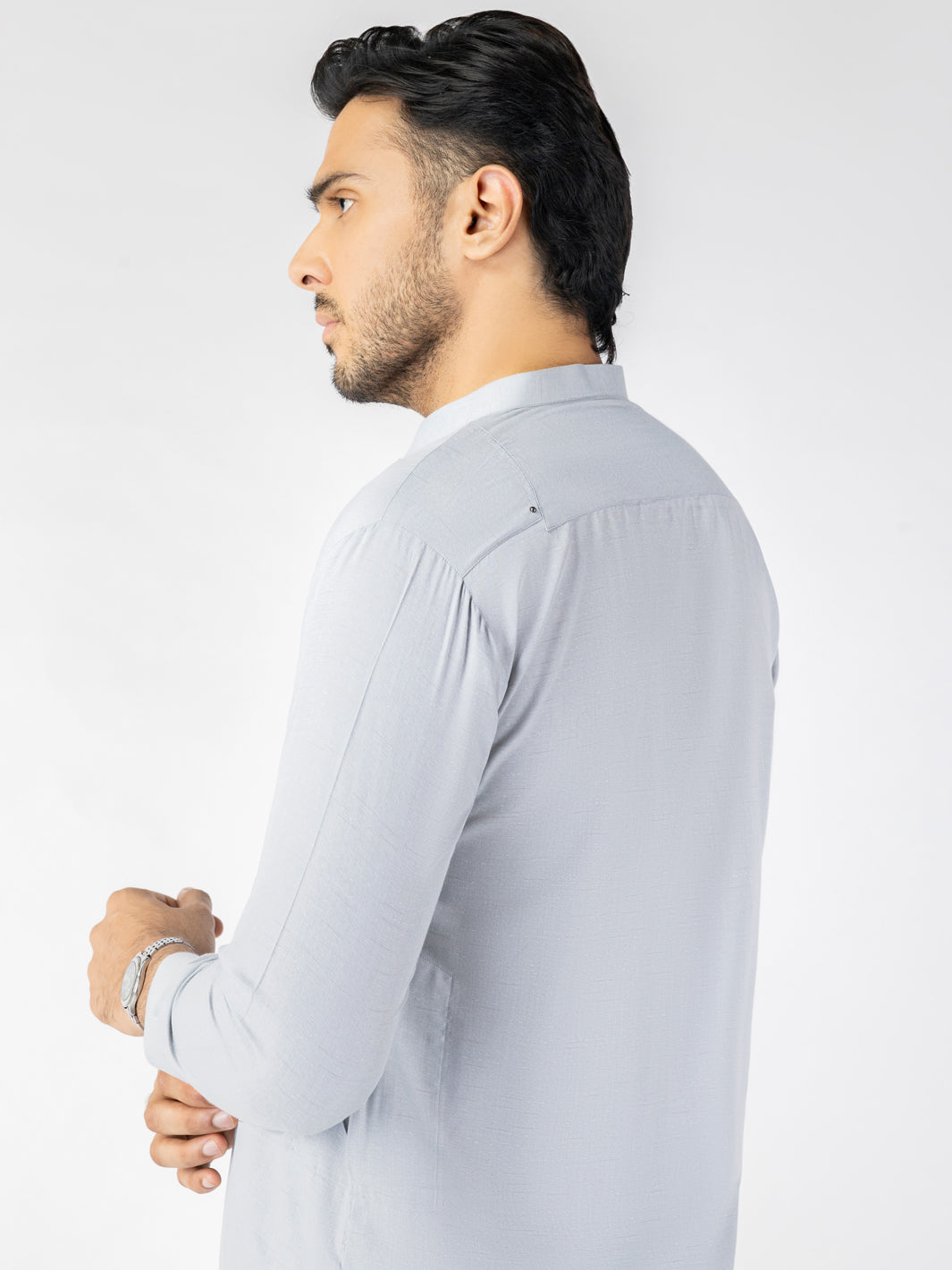 Light Grey Blended Kameez Shalwar - AL-KS-3210