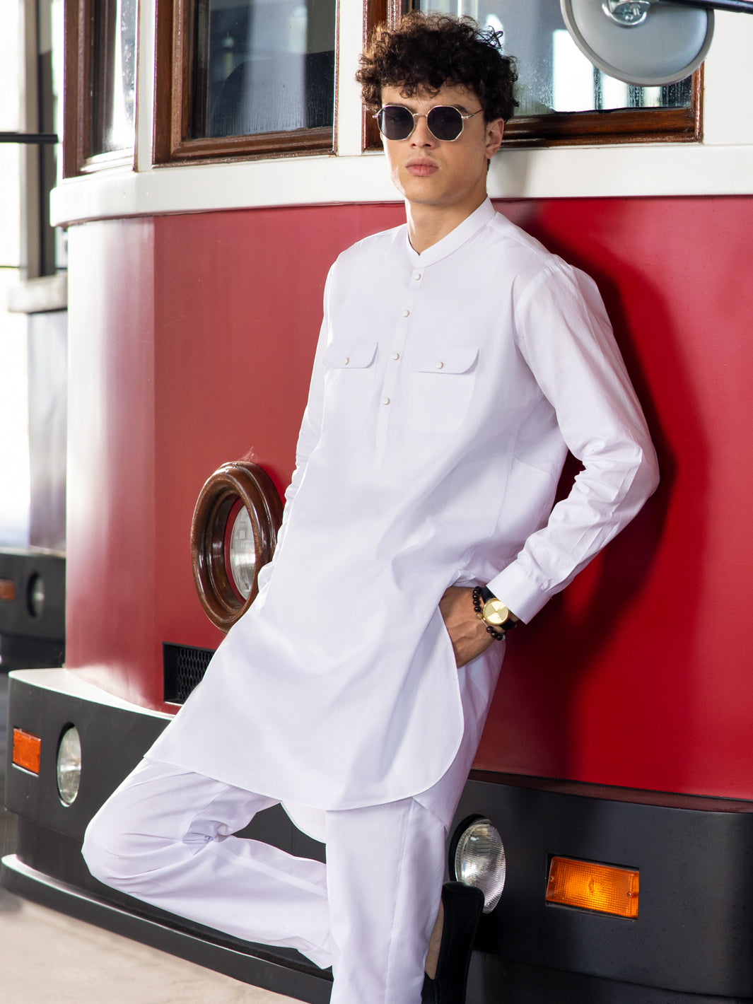 White Cotton Kurta Trouser - AL-KT-3042 - Almirah Online