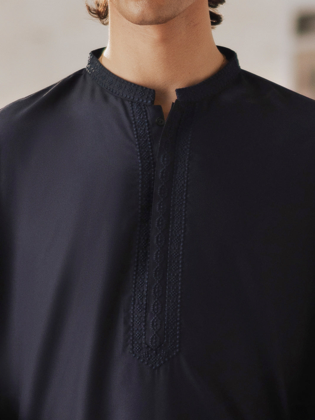 Navy Blue Blended Kurta Trouser - AL-KT-3108
