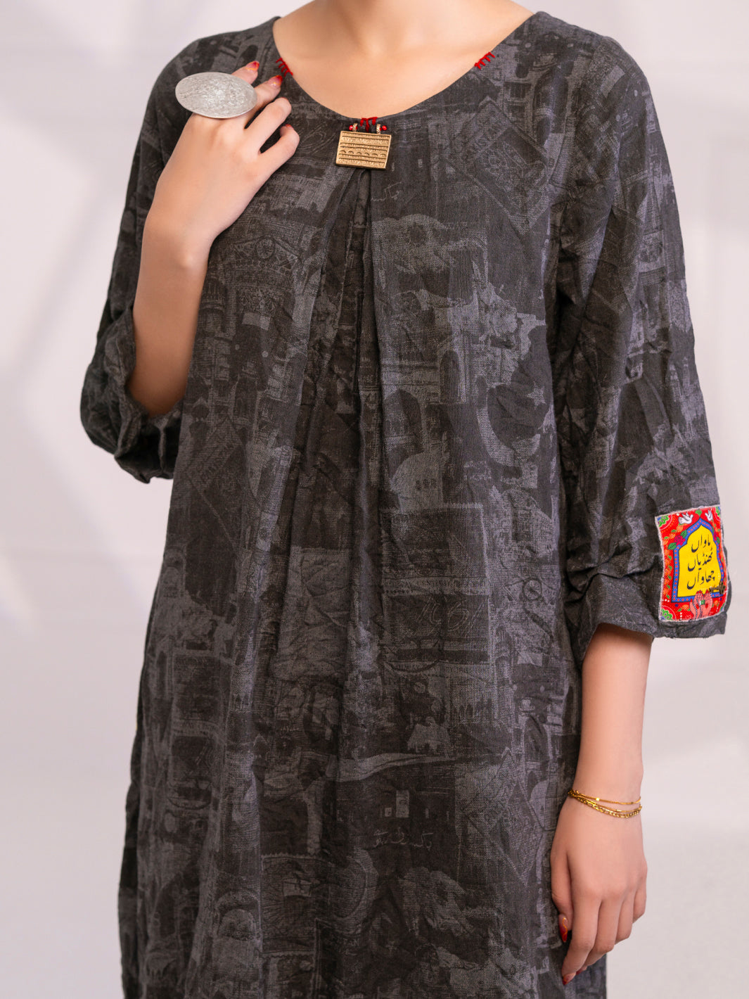 Charcoal Denim Kurti - AL-LK-1078