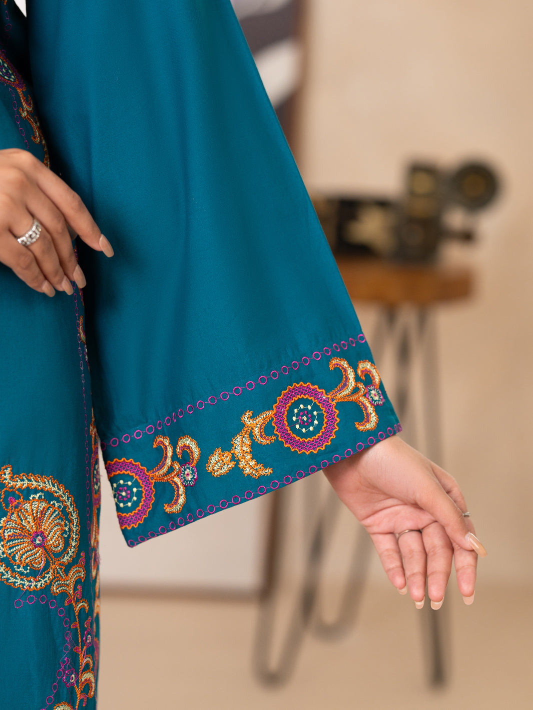 Turquoise Lawn Dyed Kurti - AL-LK-1175