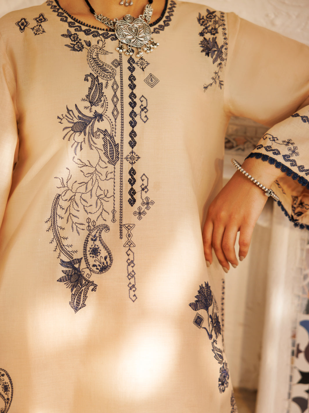 Beige Cambric 2Pc Stitched - AL-2PS-LKS-1049