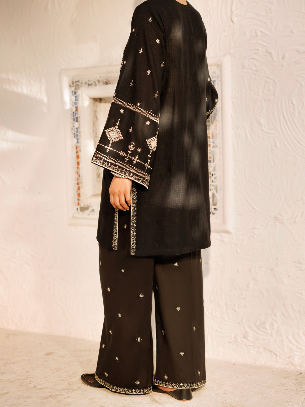 Black Square Dobby 2Pc Stitched - AL-2PS-LKS-1050