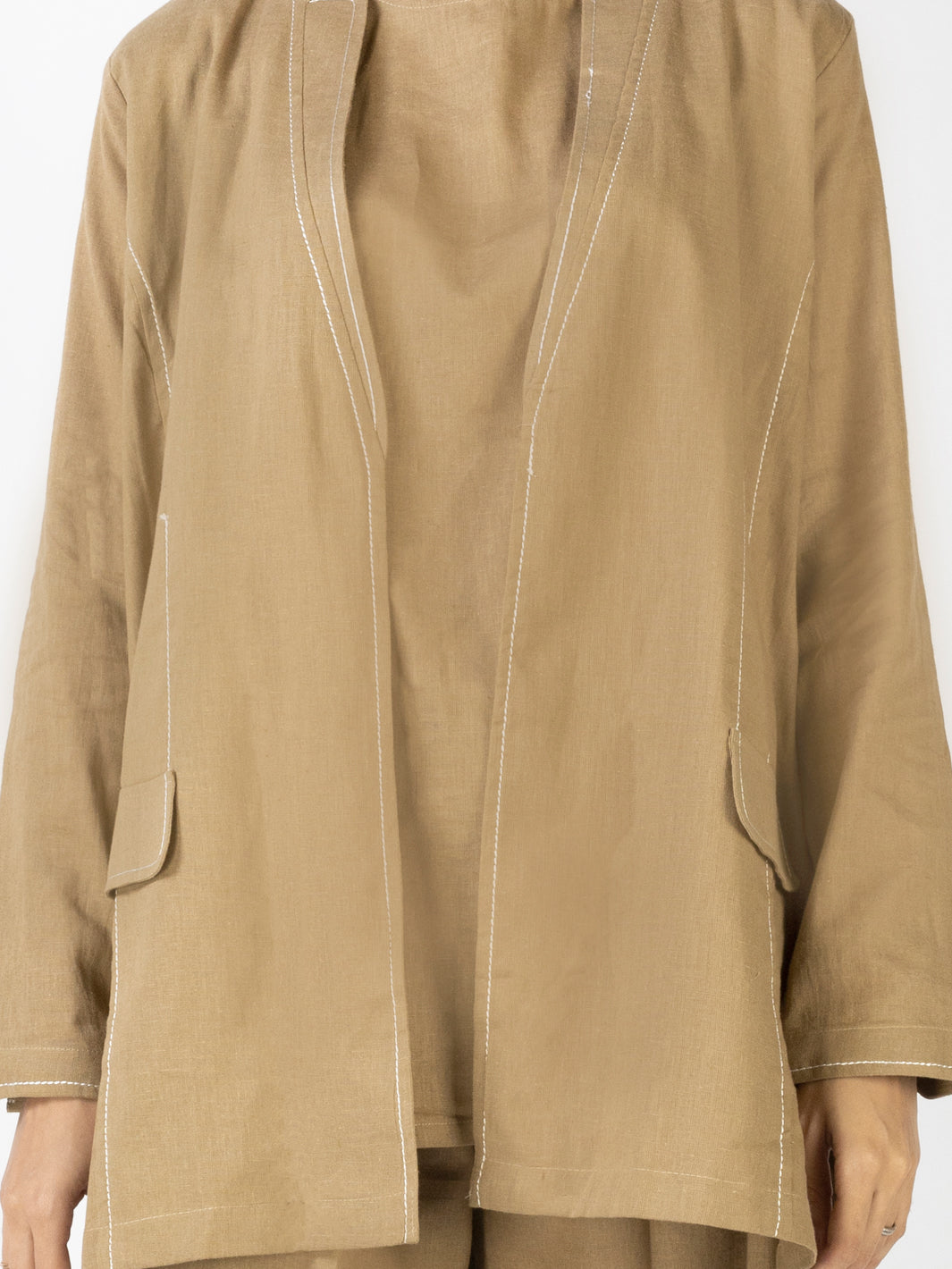 Khaki Charmeuse 2 Piece Stitched - AL-2PS-LKS-908