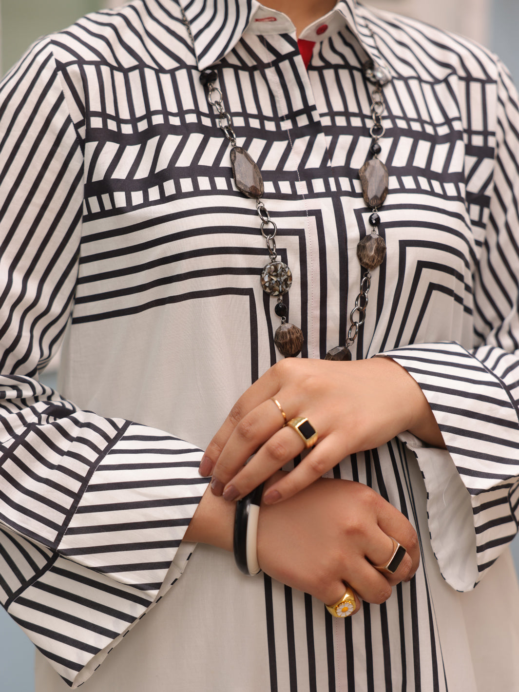 Black & White Cambric 2Pc Stitched - ALP-2PS-LKS-1692