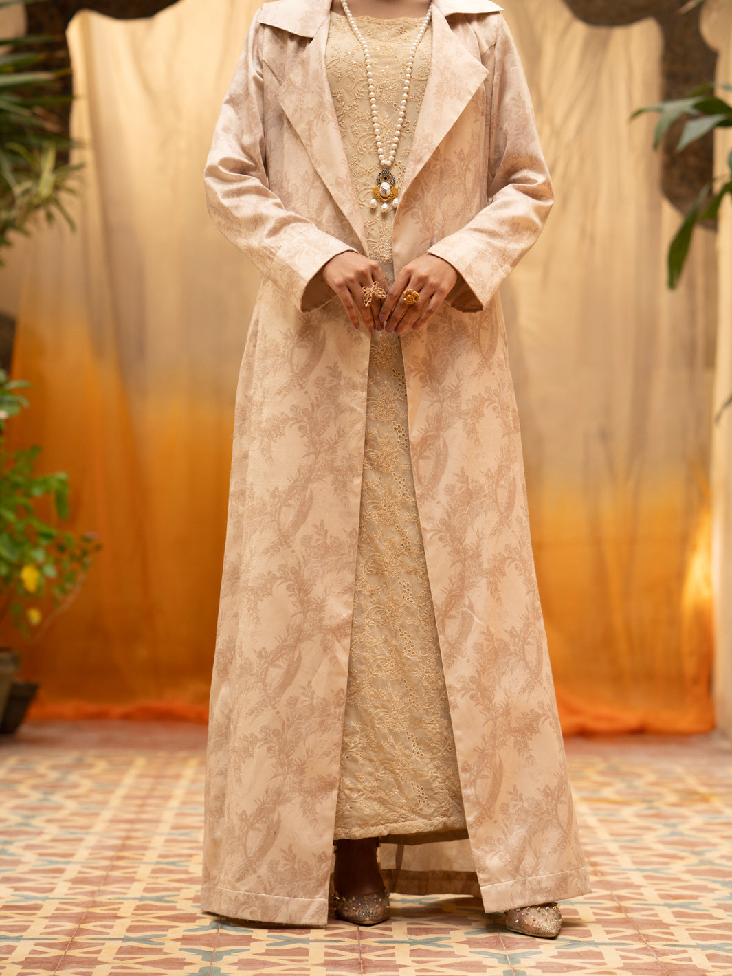 Beige Dobby Formal 2 Piece Stitched - AL-LS-LKD-420