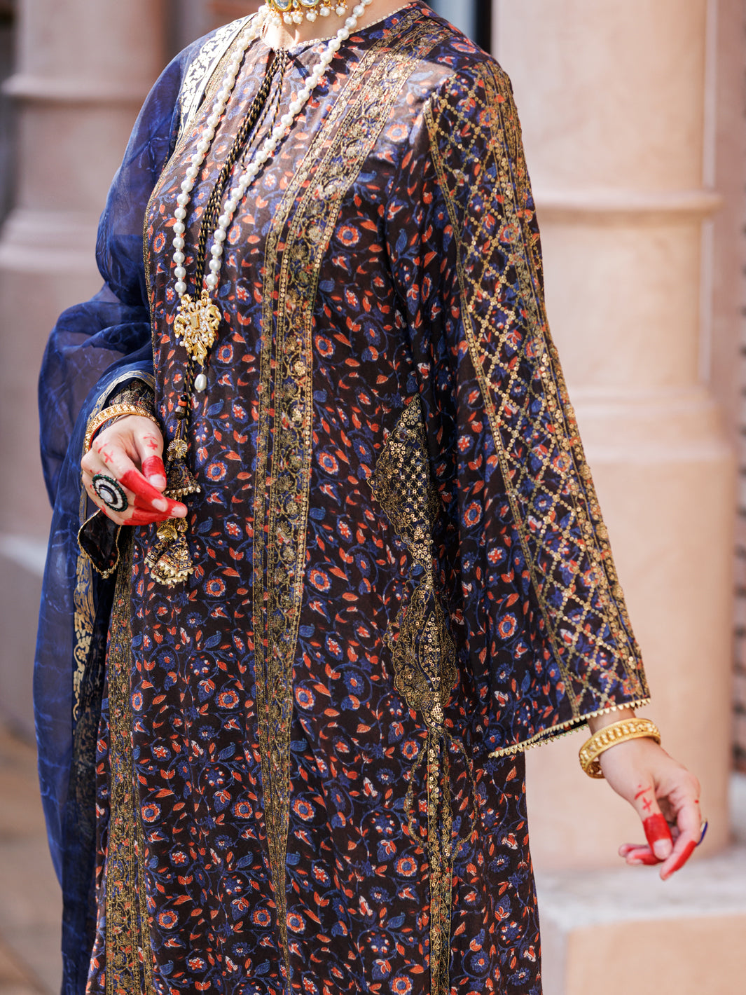 Blue Maple Silk 3 Piece Formal Stitched - AL-3PS-LS-436 - Almirah Online