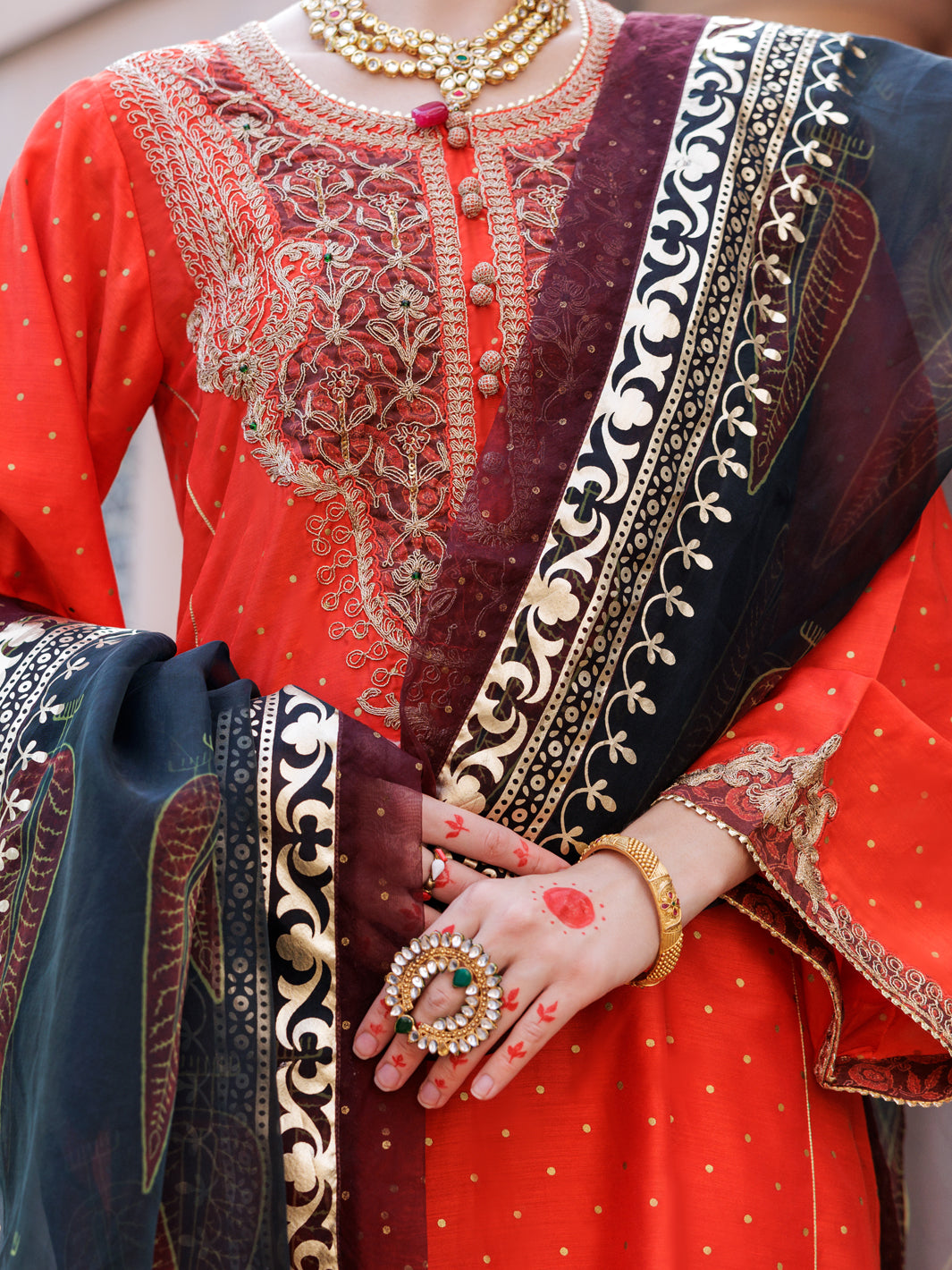 Orange Maple Silk 3 Piece Formal Stitched - AL-3PS-LS-437 - Almirah Online