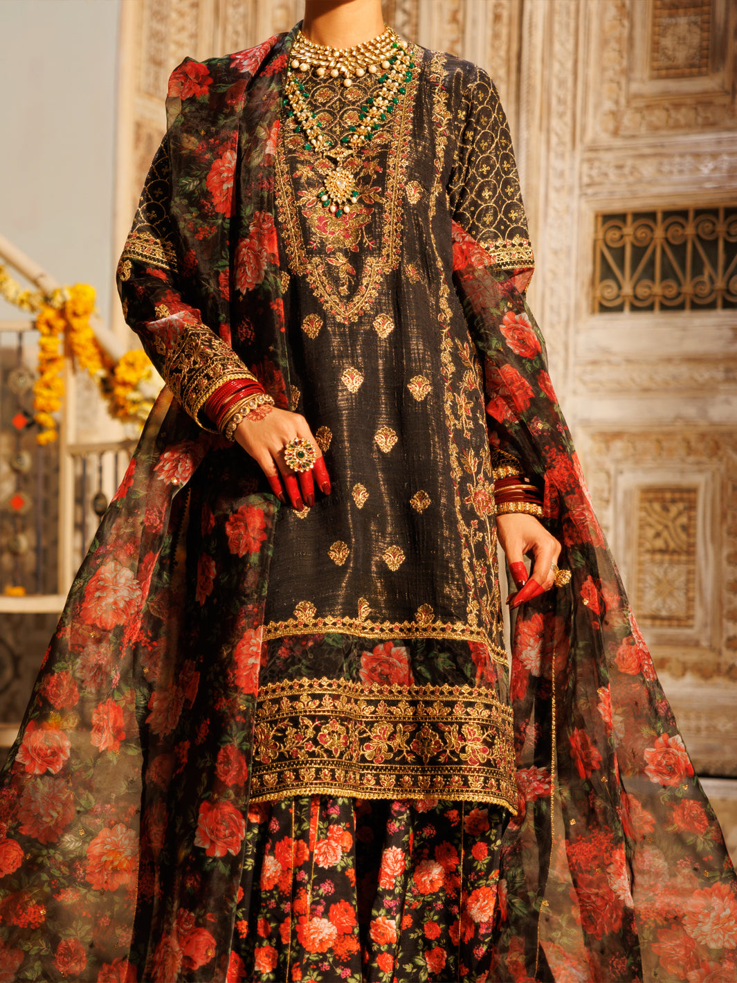 Black Mesuri Net Formal 3Pc Stitched - AL-3PS-LS-551