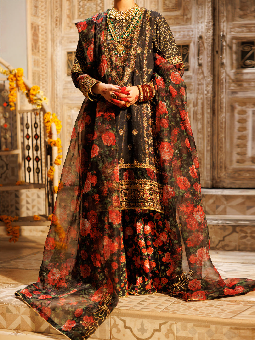 Black Mesuri Net Formal 3Pc Stitched - AL-3PS-LS-551