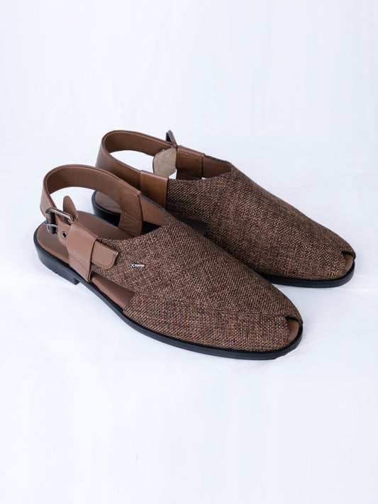 Brown Jute Peshawari Chappal - AL-MFW-FB-163 - Almirah Online
