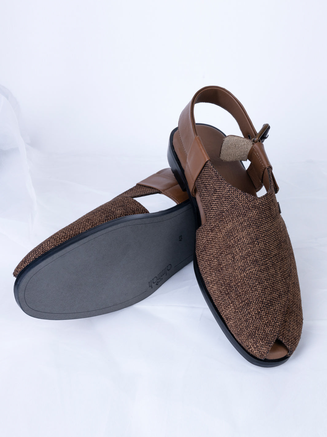 Brown Jute Peshawari Chappal - AL-MFW-FB-163 - Almirah Online
