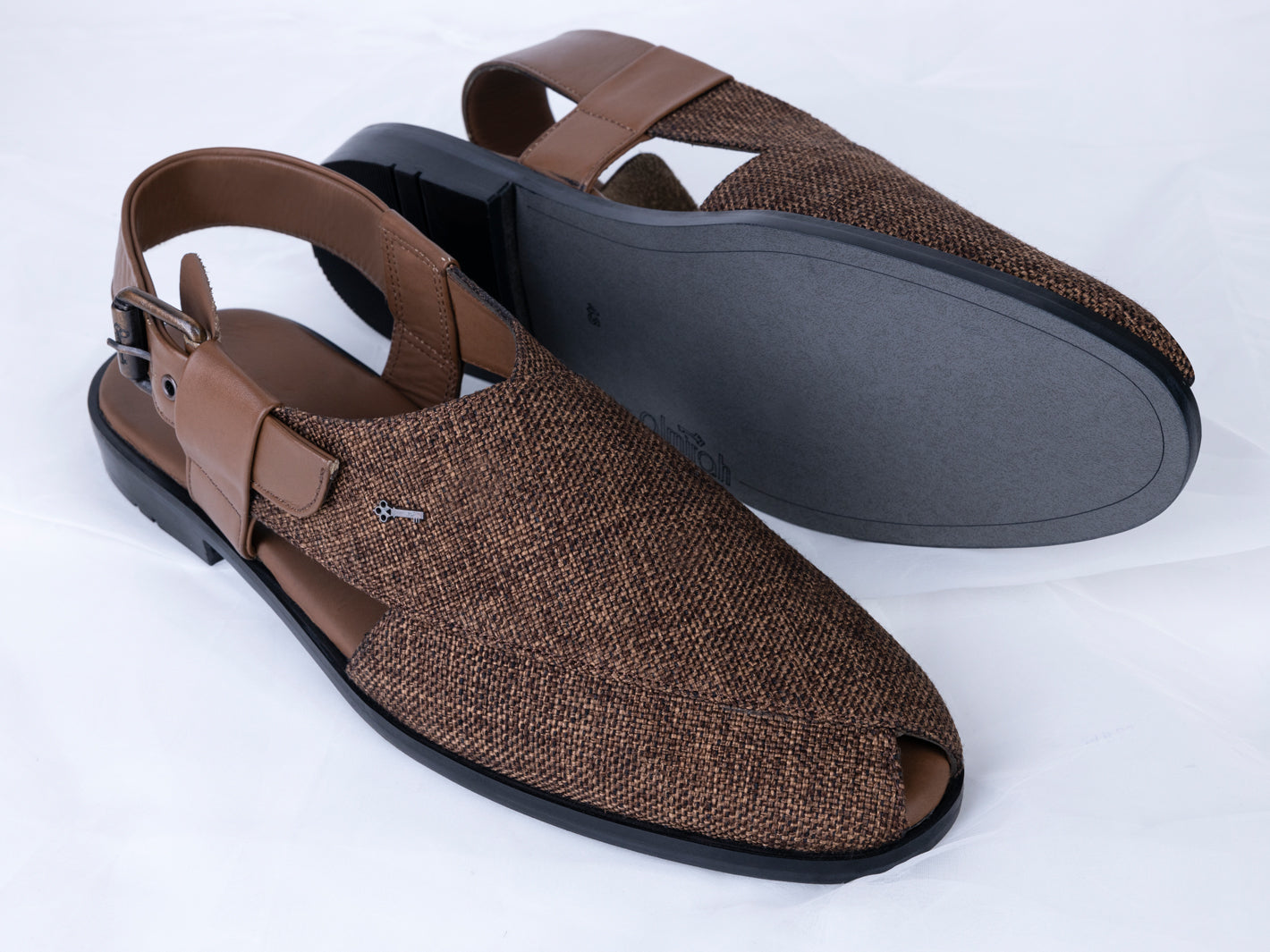 Brown Jute Peshawari Chappal - AL-MFW-FB-163 - Almirah Online