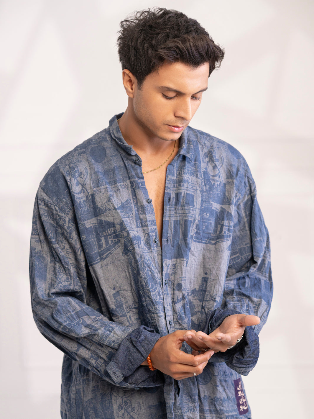 Blue Cotton Short Kurta - AL-SK-020A
