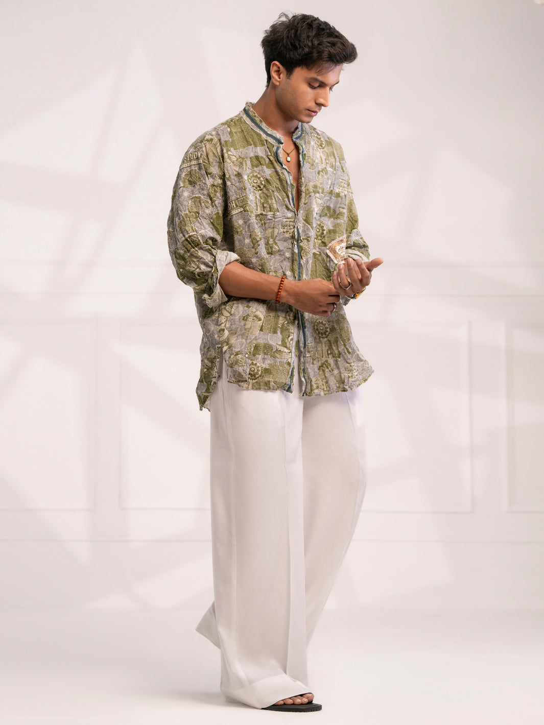 Green Cotton Short Kurta - AL-SK-021C