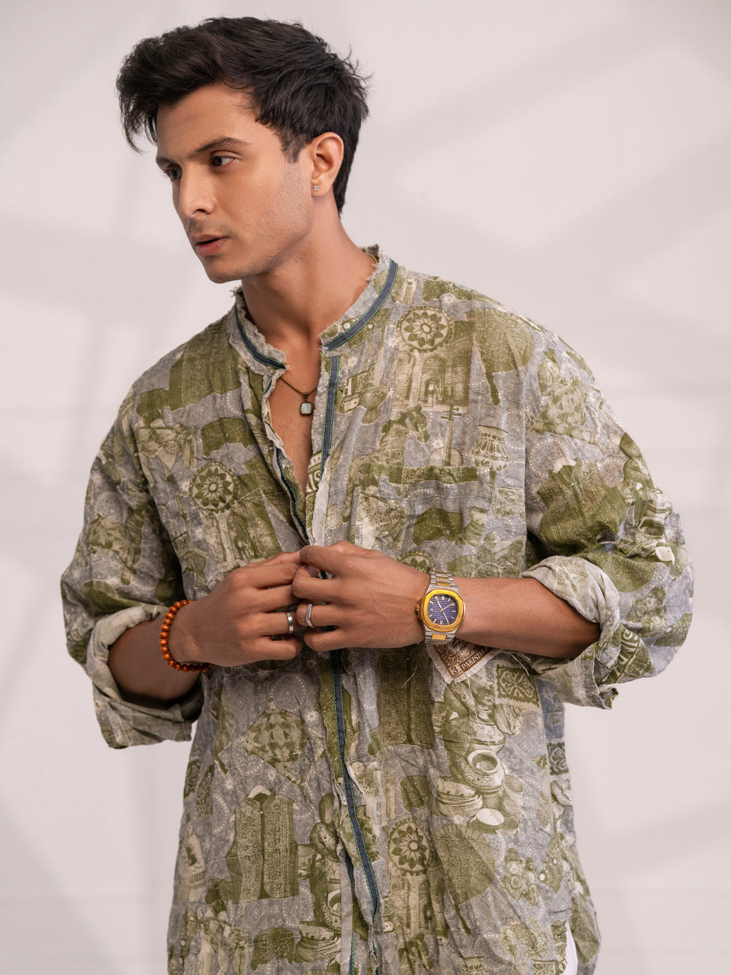 Green Cotton Short Kurta - AL-SK-021C