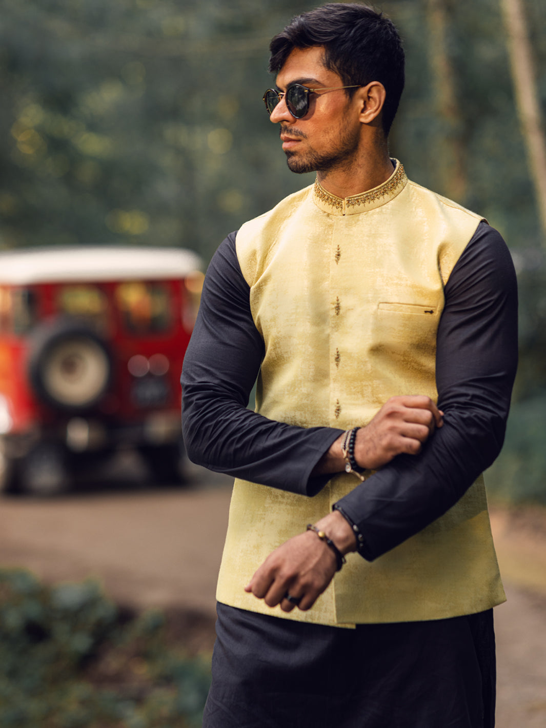 Pistachio Green Blended Waistcoat - AL-WC-519