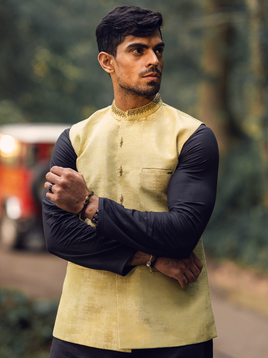 Pistachio Green Blended Waistcoat - AL-WC-519