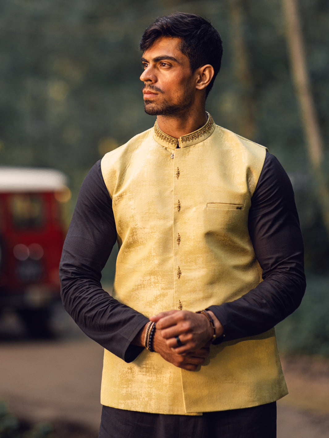 Pistachio Green Blended Waistcoat - AL-WC-519