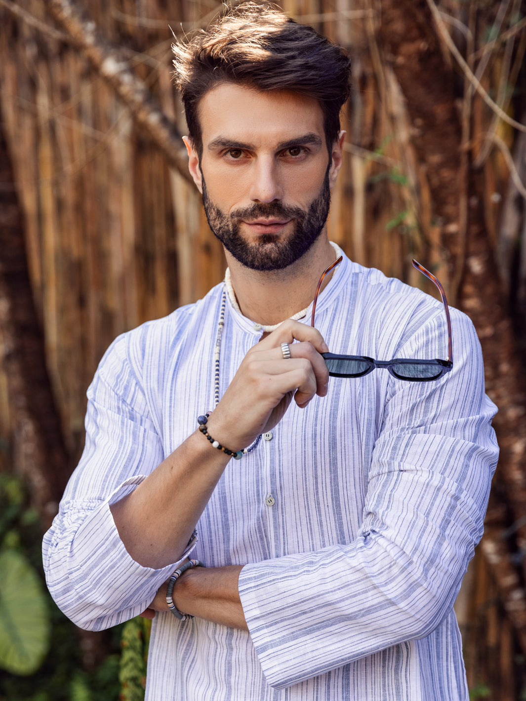 White Linen Short Kurta - ALCR-K-043