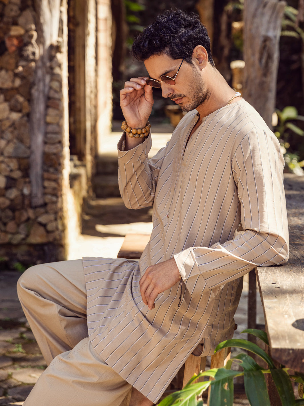Brown Linen Short Kurta - ALCR-K-045
