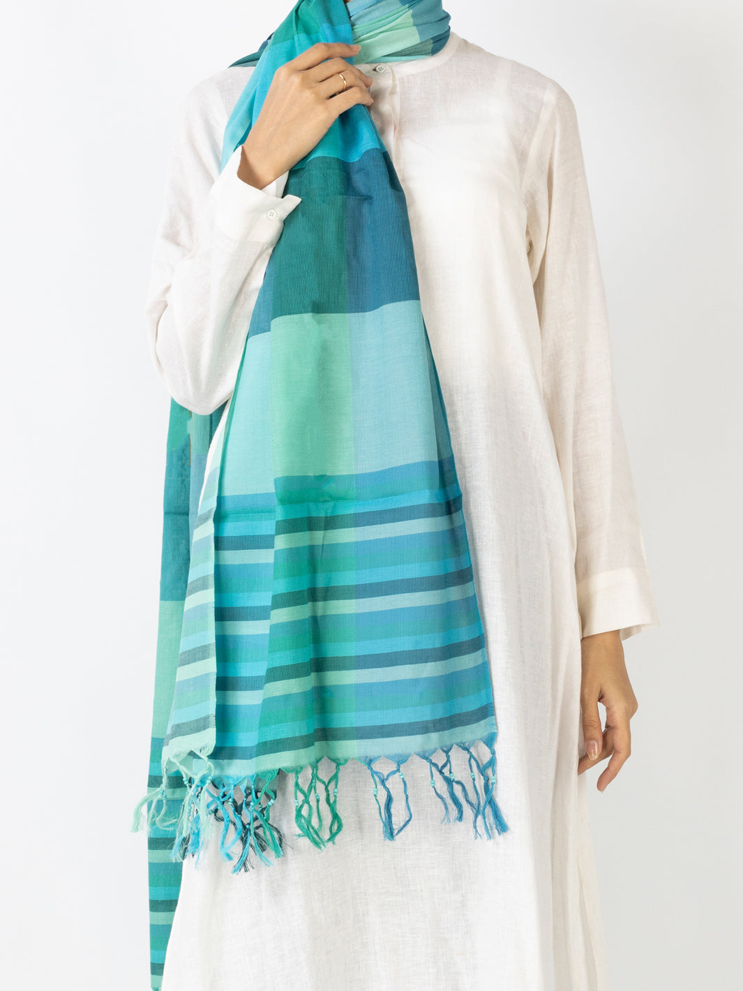 Teal Silk Women Stole - ALCR-ST-1055