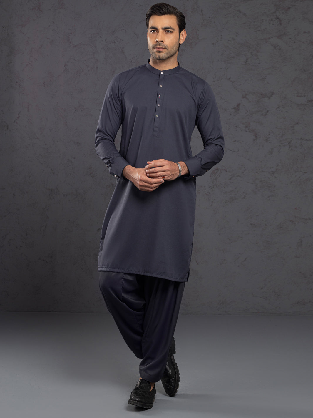 Grey Blended Kameez Shalwar - ALET-KS-1012-R2