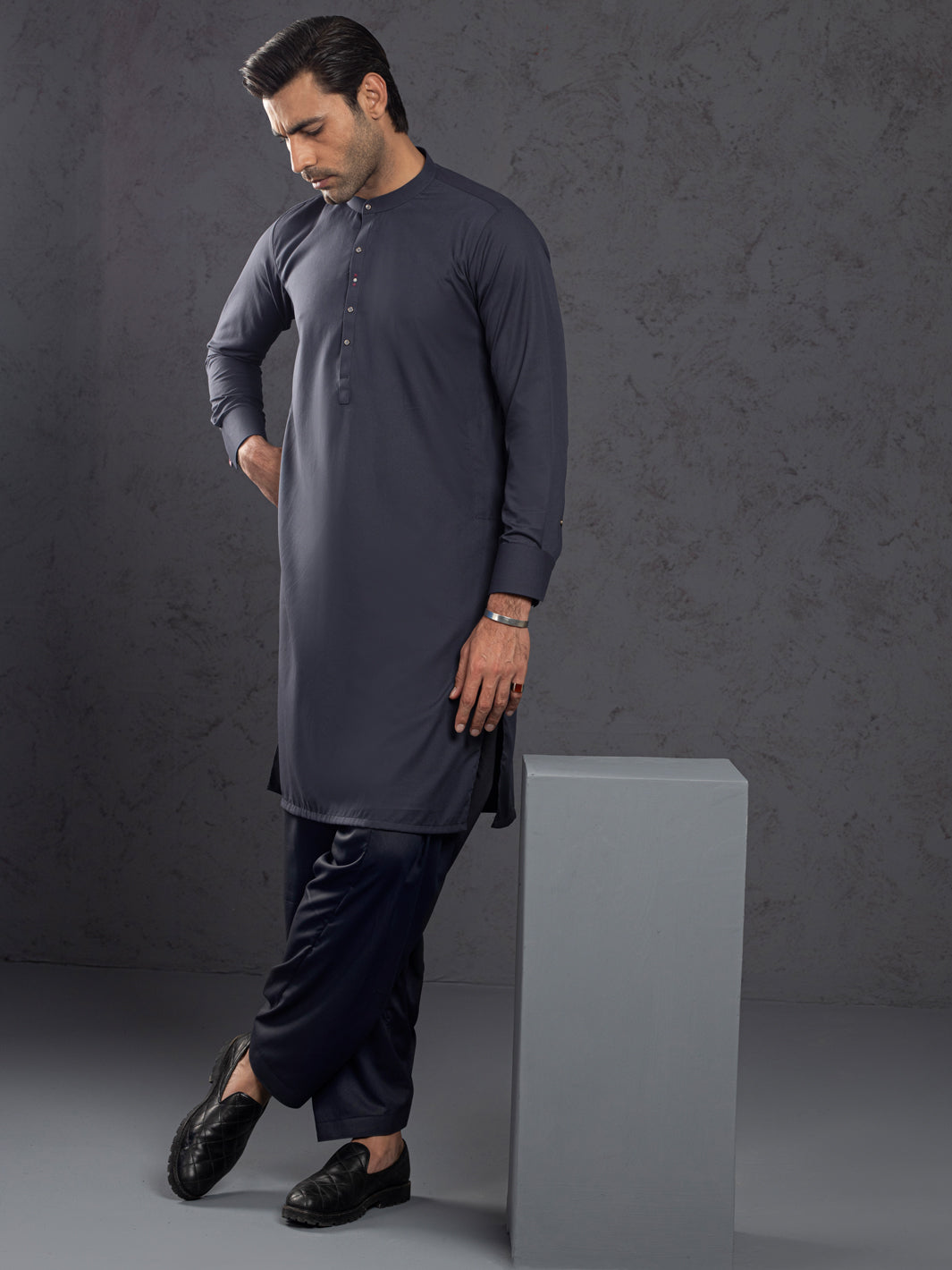 Grey Plain Kameez Shalwar - ALET-KS-1012-R4