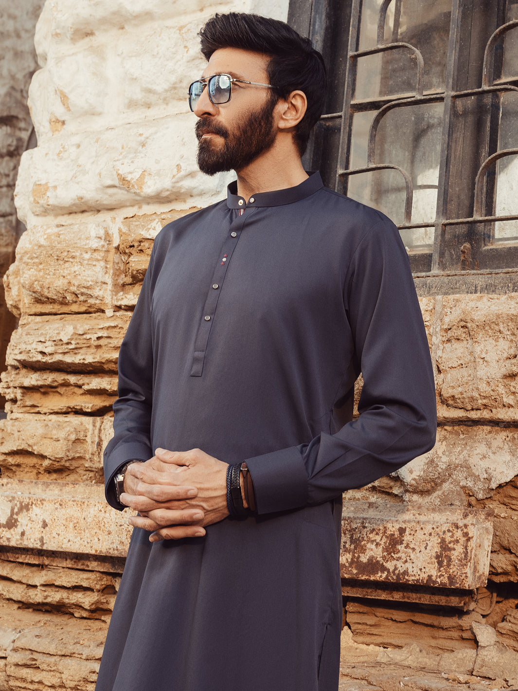 Grey Blended Kurta Trousers - ALET-KT-1002-R2-B