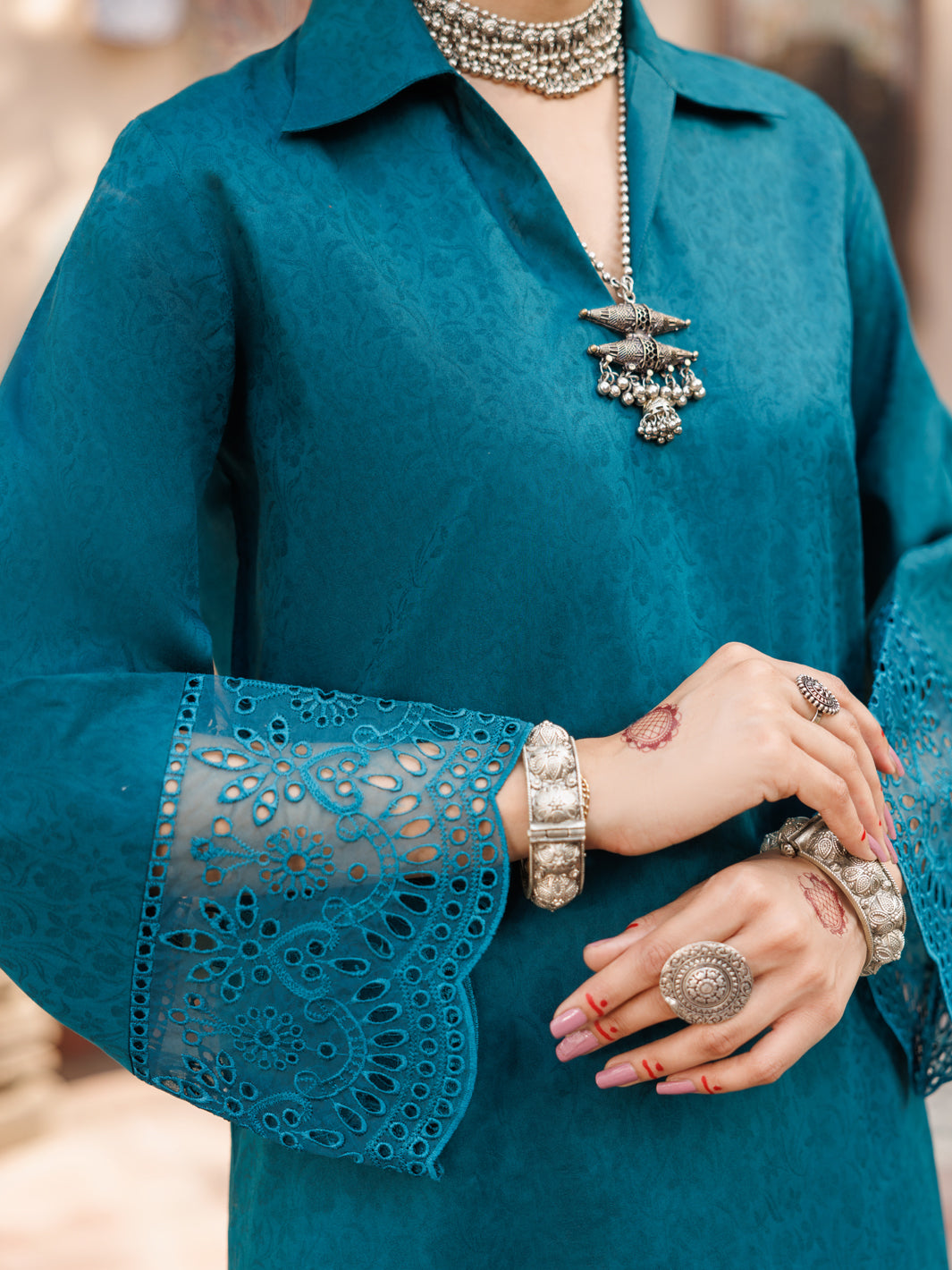 Green Self Jacquard 2 Piece Stitched - AL-2PS-LKS-1053