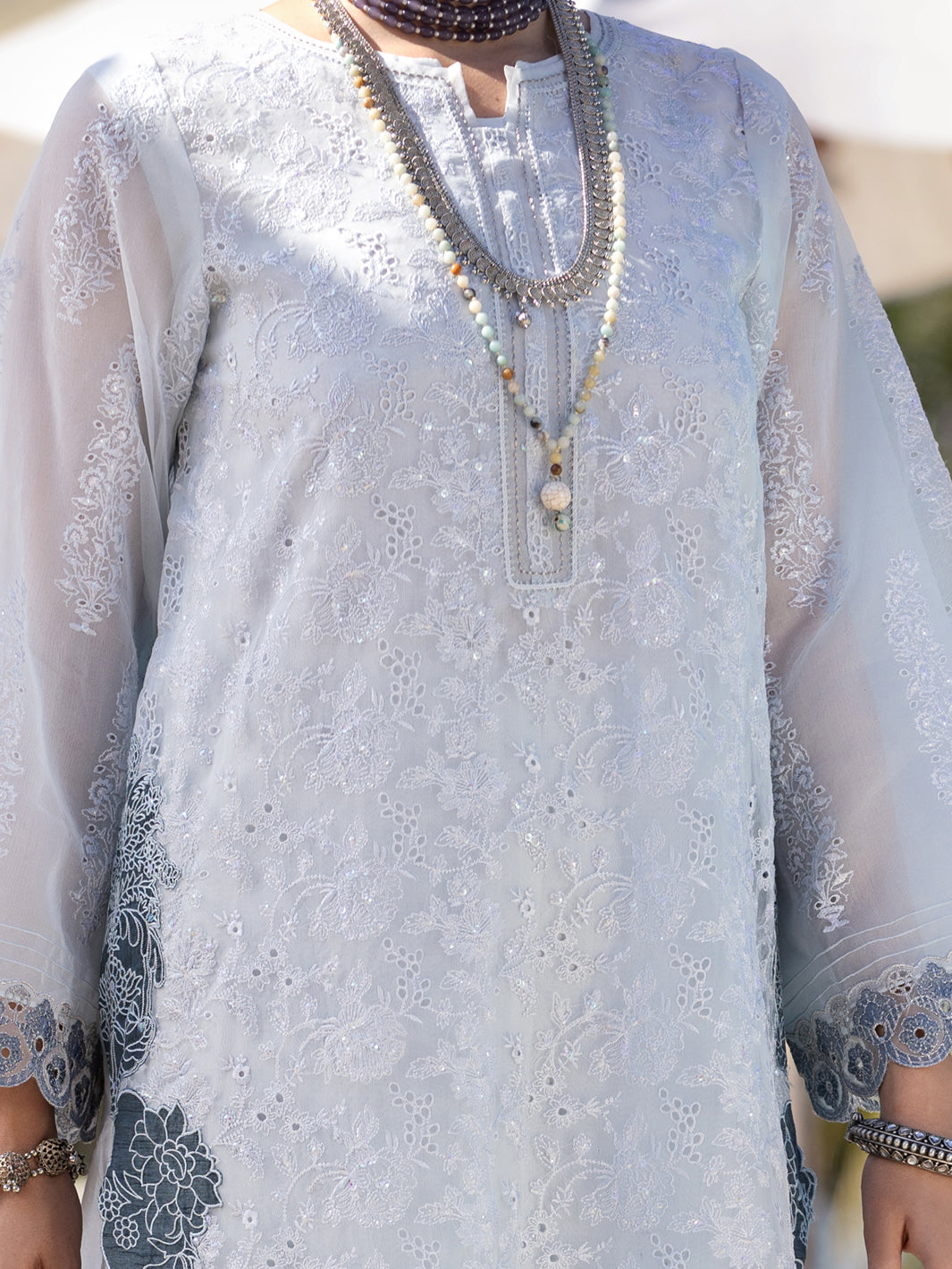 Grey Organza 3 Piece Unstitched - ALP-3PS-1530