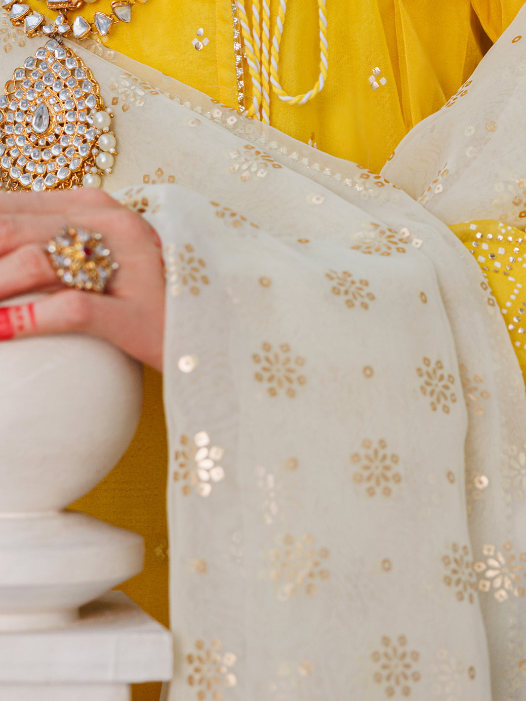 Yellow Organza 3 Piece Unstitched - ALP-3PS-1627 - Almirah Online