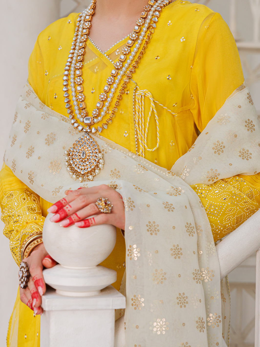 Yellow Organza 3 Piece Unstitched - ALP-3PS-1627 - Almirah Online