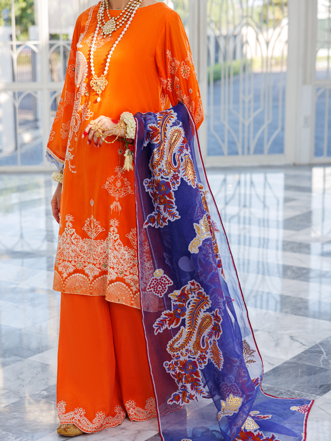 Orange Silk Foam 3 Piece Unstitched - ALP-3PS-1623 - Almirah Online