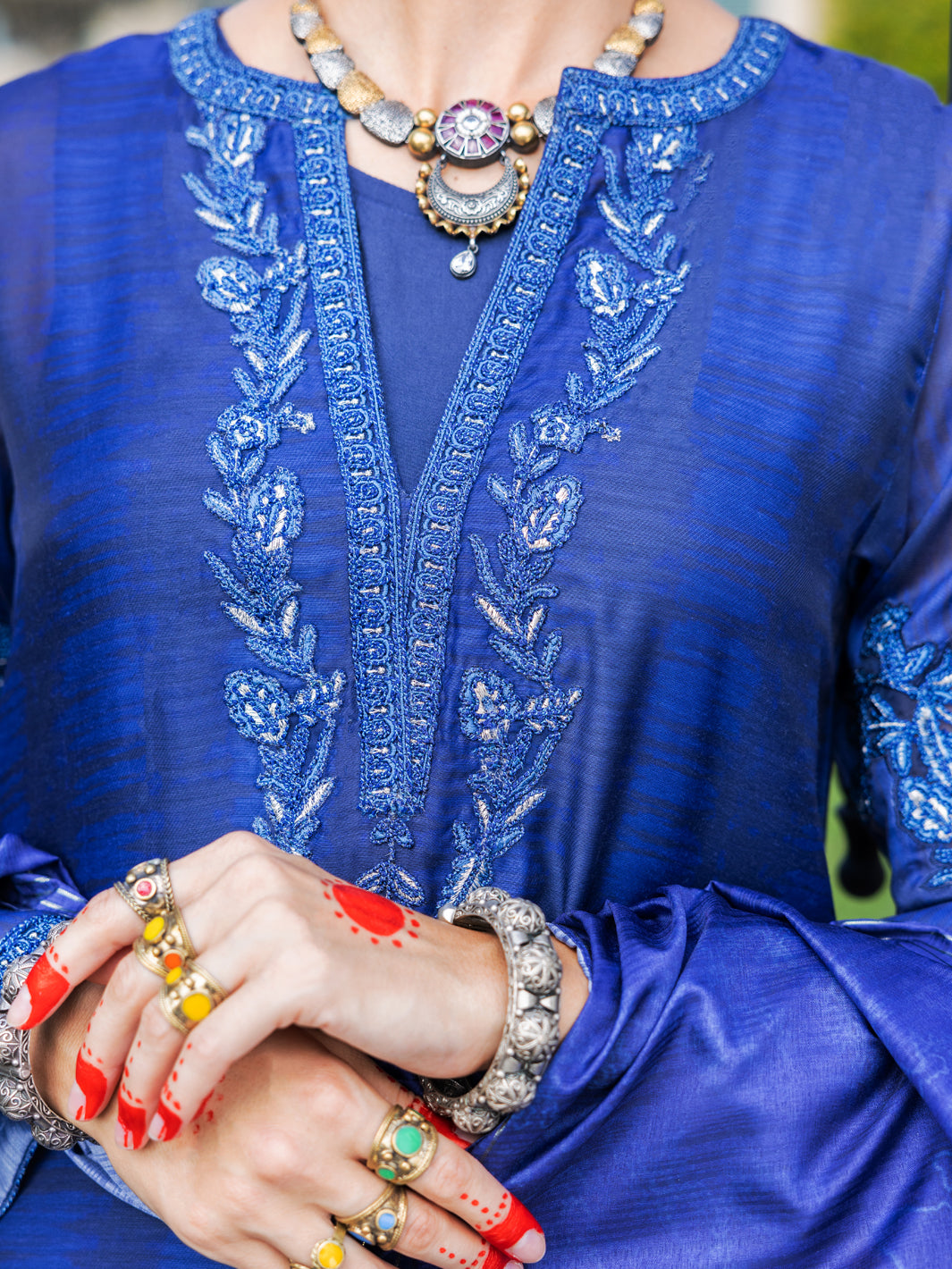 Blue Salsa Silk 3 Piece Unstitched - ALP-3PS-1655 - Almirah Online