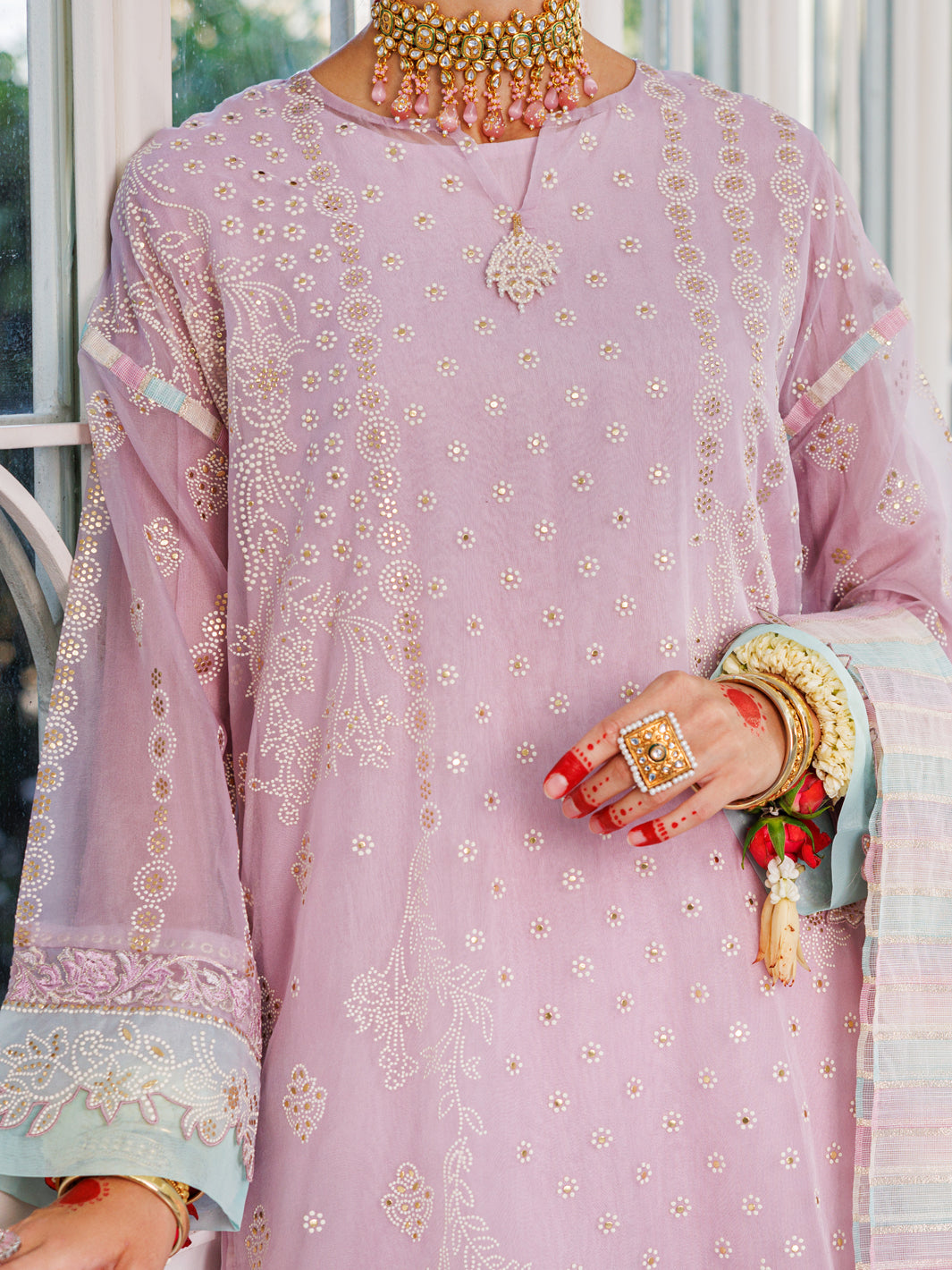 Lilac Organza 3 Piece Stitched - ALP-3PS-1622 - Almirah Online