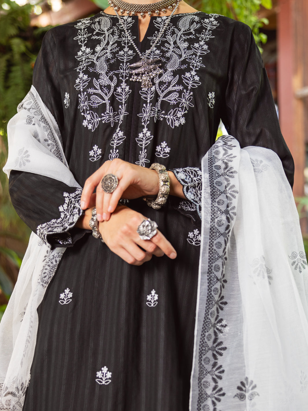 Black Jacquard 3 Piece Stitched - ALP-3PS-1764 - Almirah Online