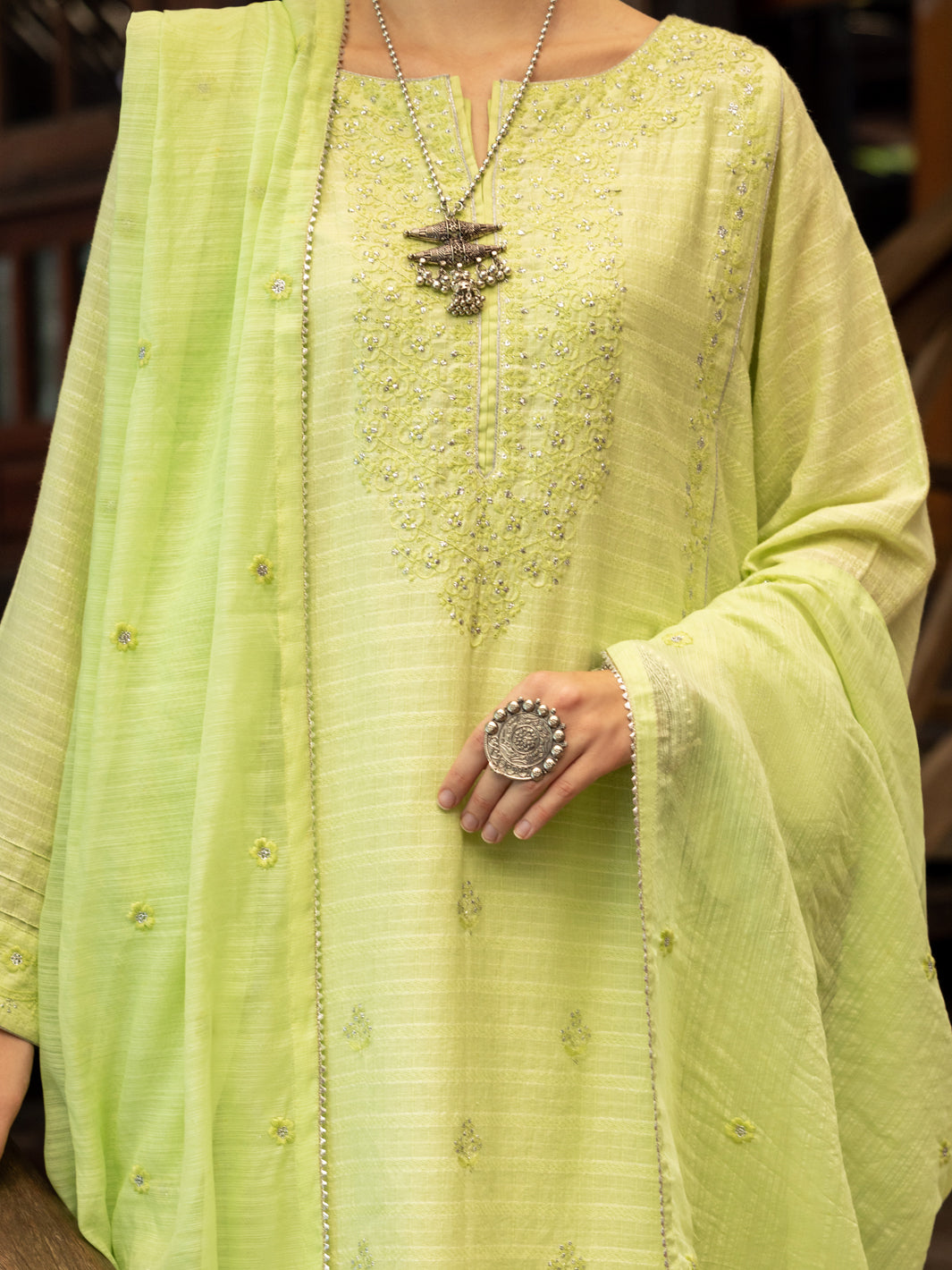 Light Jacquard 3 Piece Stitched - ALP-3PS-1767 - Almirah Online