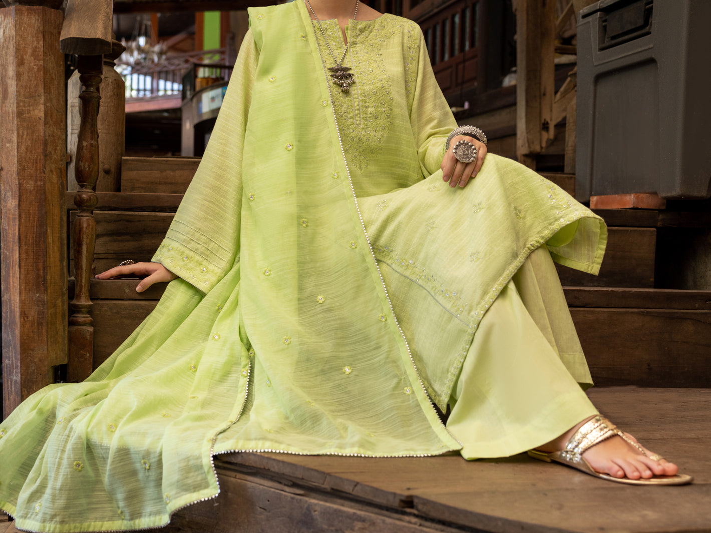 Light Jacquard 3 Piece Stitched - ALP-3PS-1767 - Almirah Online