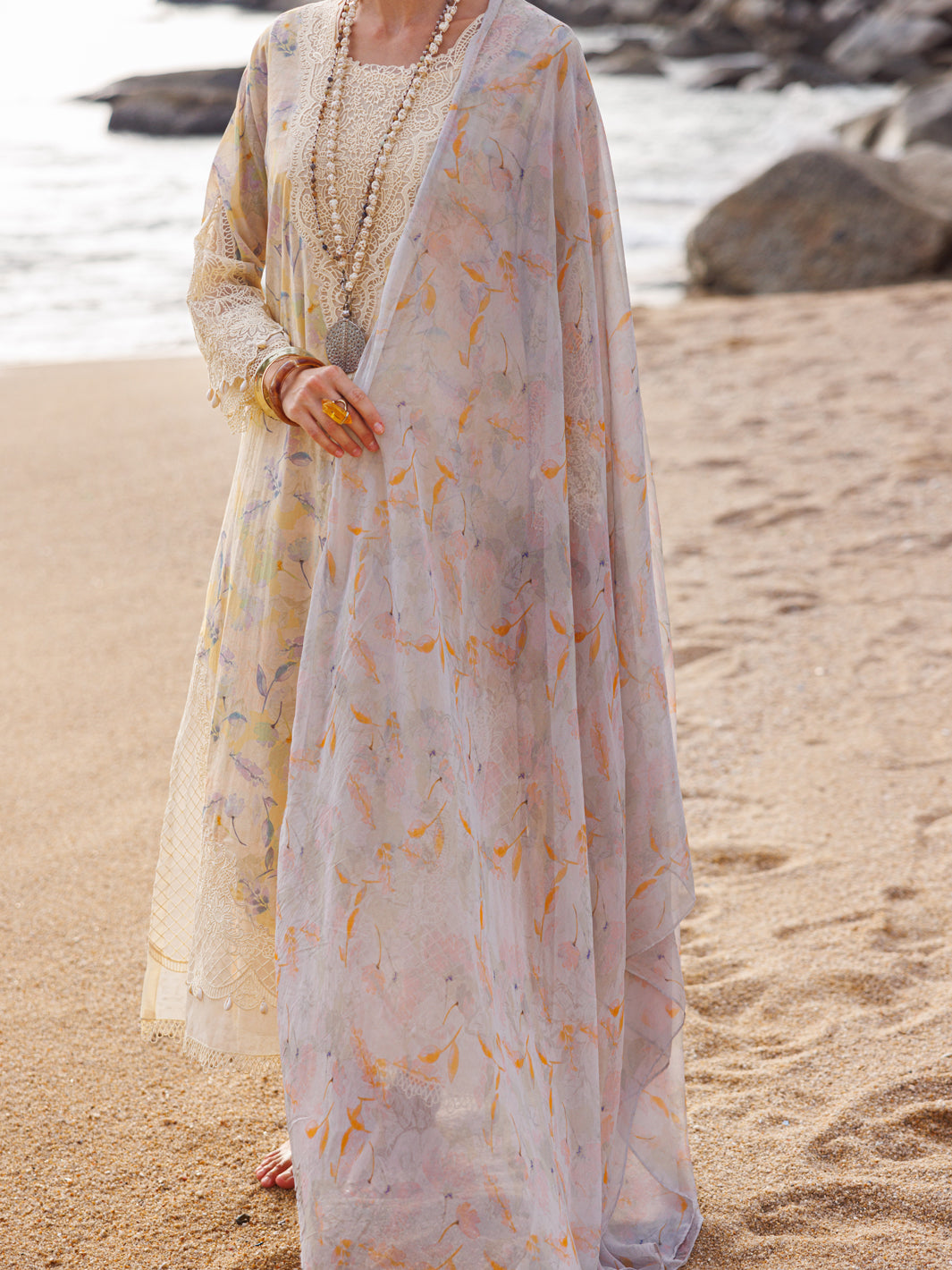 Cream Lawn 3 Piece Unstitched - ALP-3PS-1812 - Almirah Online