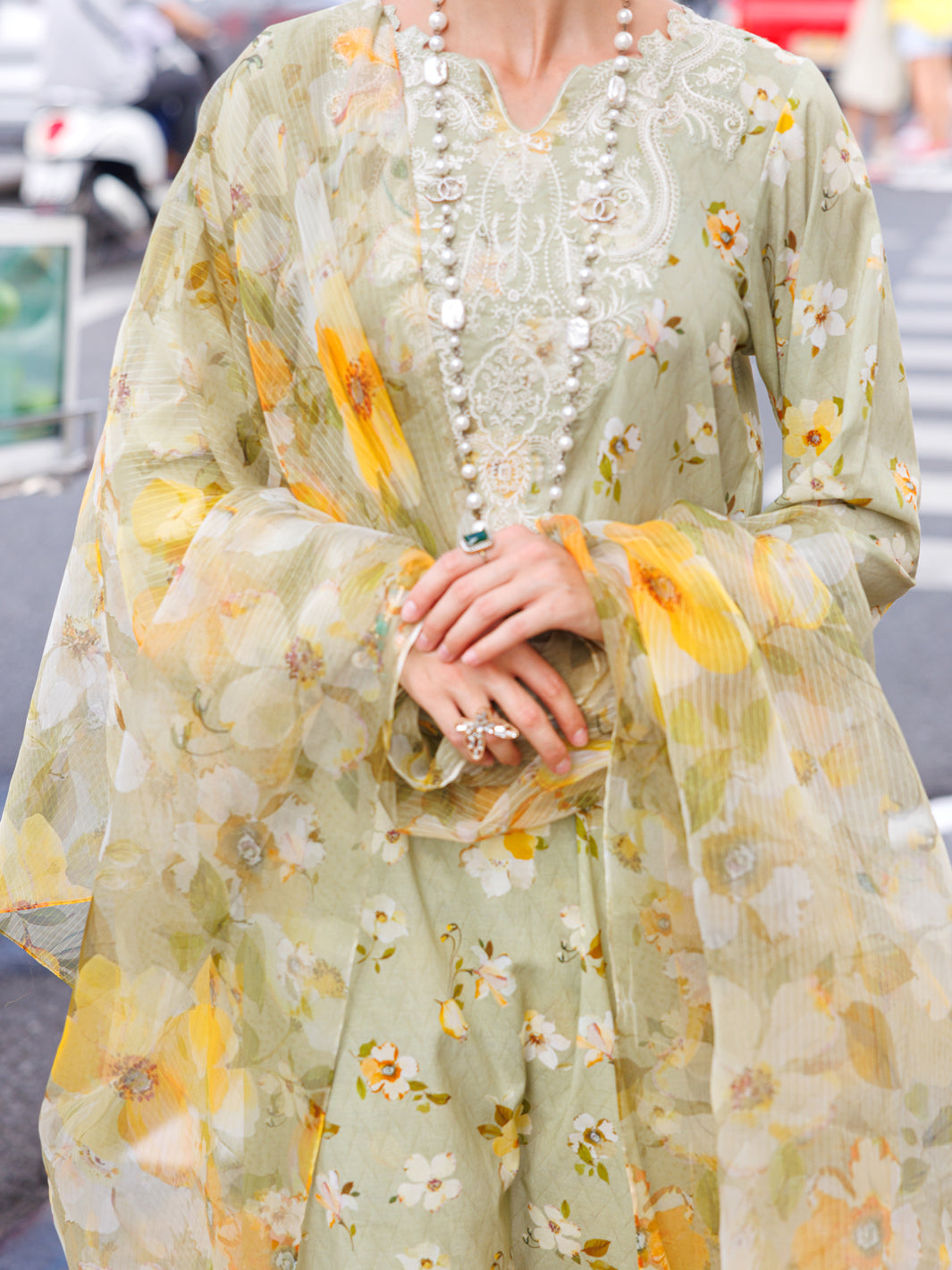 Pistachio Green Lawn 3 Piece Stitched - ALP-3PS-1845 - Almirah Online