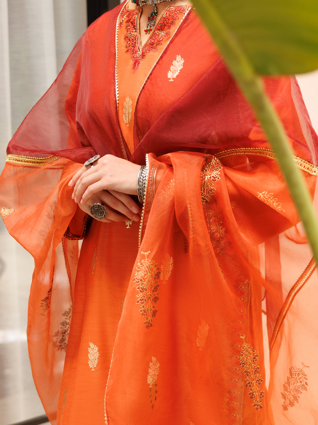 Rust Salsa Silk 3 Piece Stitched - ALP-3PS-1846 - Almirah Online