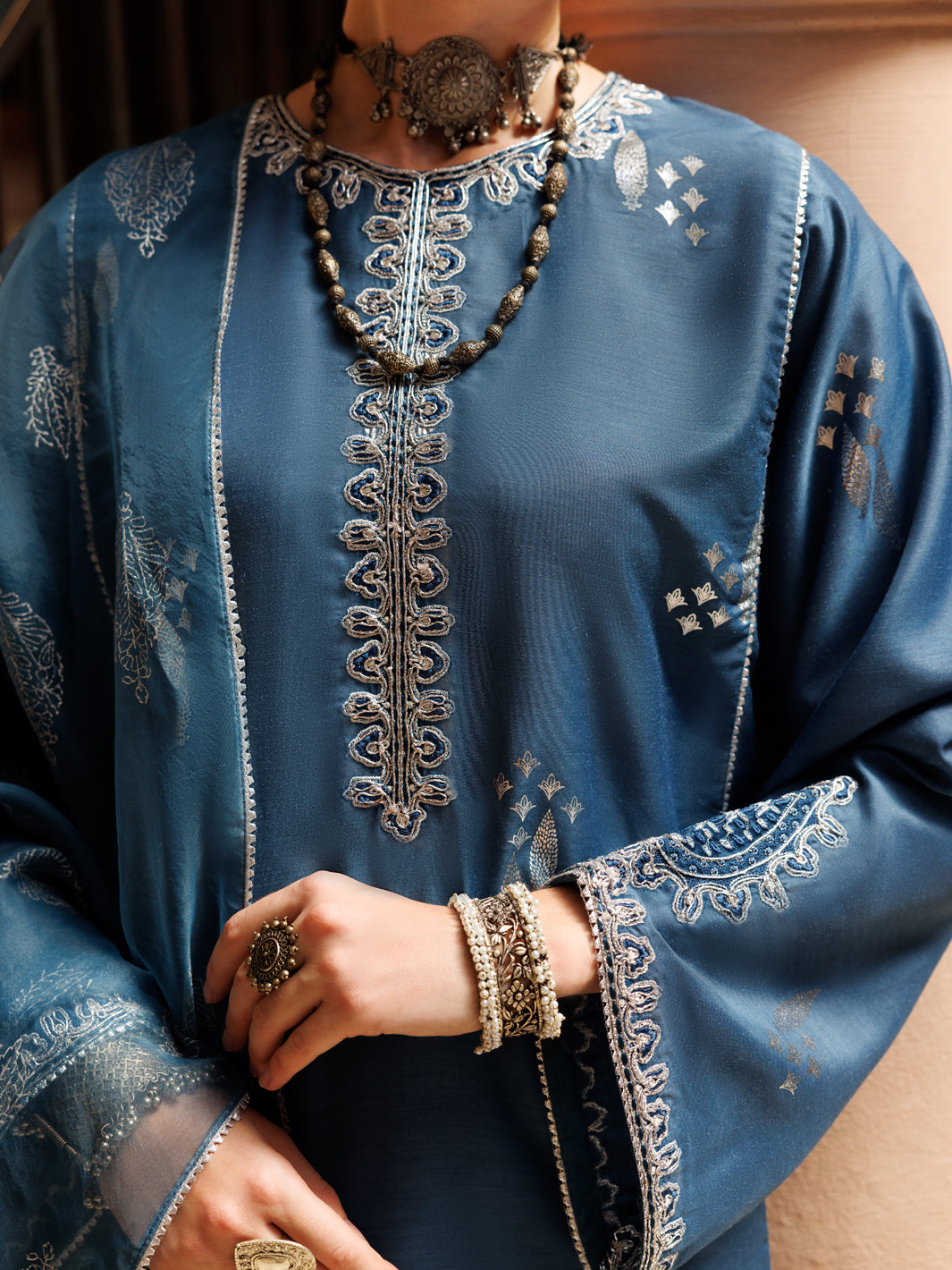 Blue Salsa Silk 3 Piece Stitched - ALP-3PS-1847 - Almirah Online