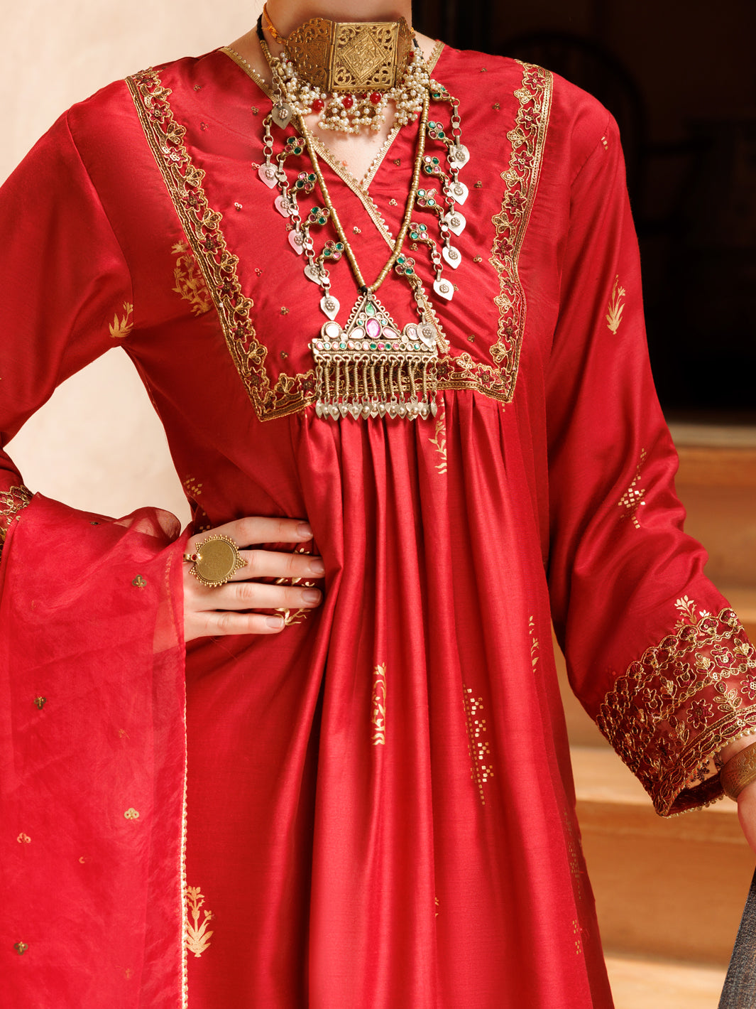 Maroon Salsa Silk 3 Piece Stitched - ALP-3PS-1849 - Almirah Online