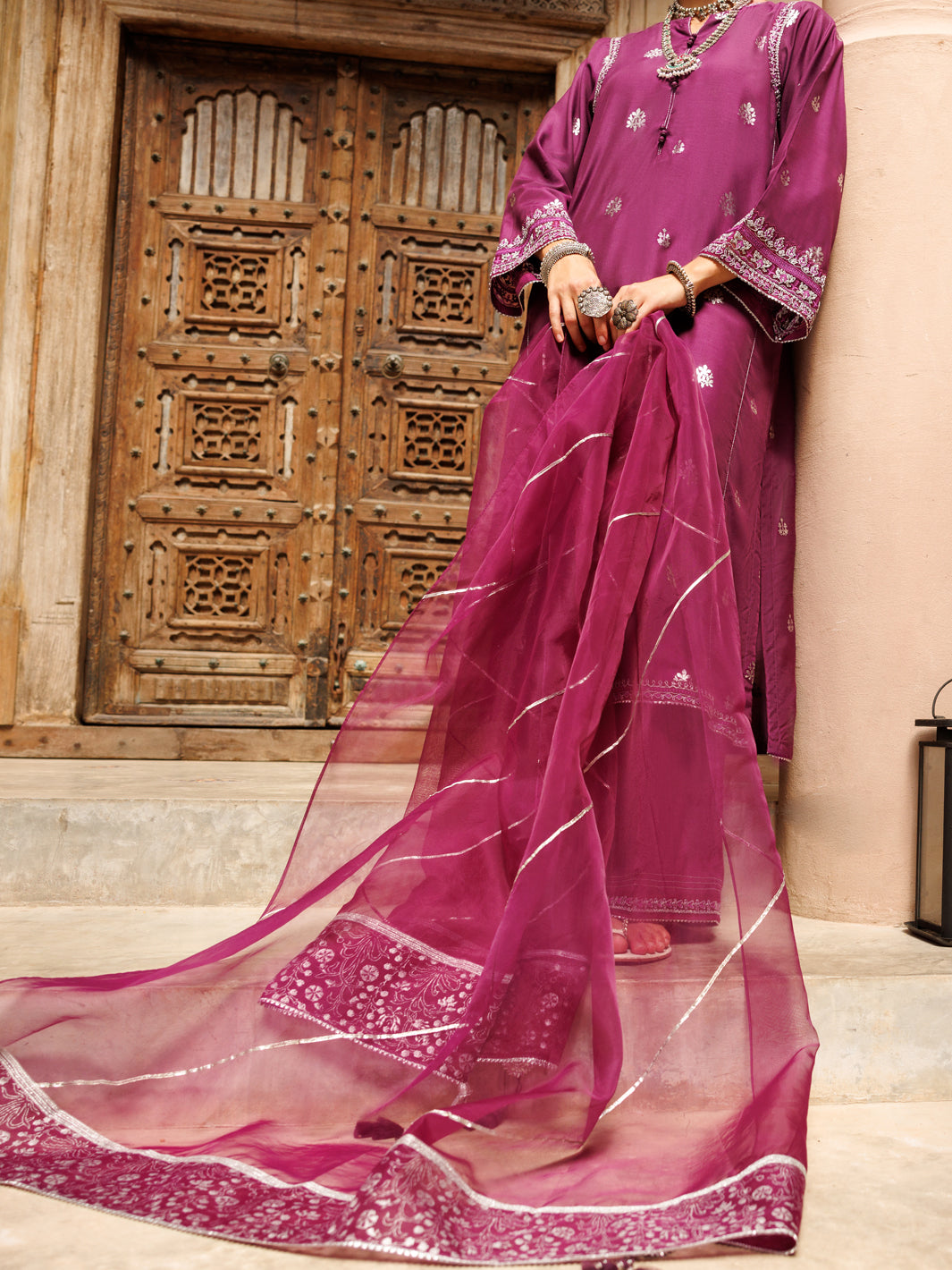 Purple Salsa Silk 3 Piece Stitched - ALP-3PS-1850 - Almirah Online
